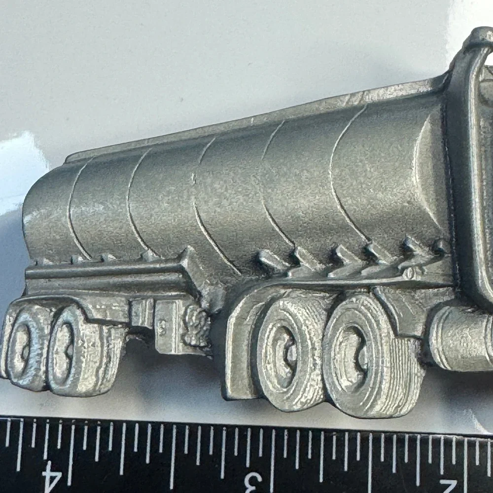 Tanker Truck Belt Buckle Pewter Tone Metal Made in Mexico‎ Reissue